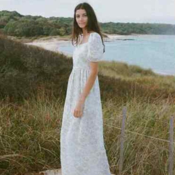 EUC Coco Shop Short Sleeve Maxi Green Flora Size S **PLEASE READ** - Picture 1 of 7